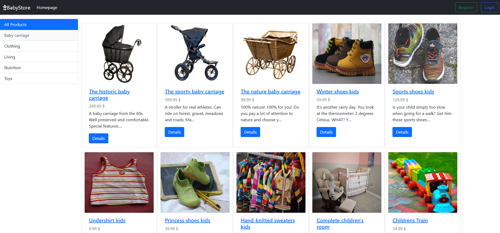 Home Page with login